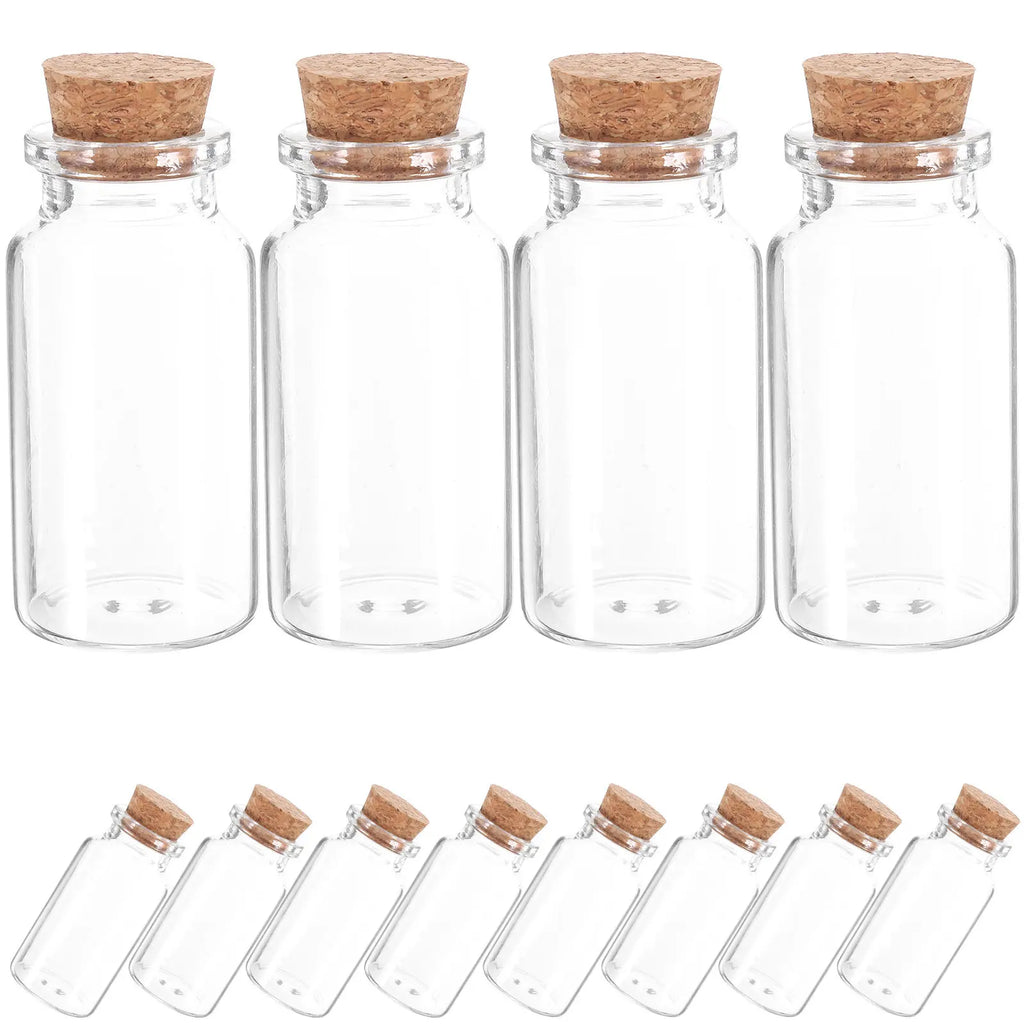 12Pcs Small Glass Bottles with Cork Lids Exquisite Craftsmanship Mini Jars for Dried Flowers Tea Candies Kitchen Storage Art Qme
