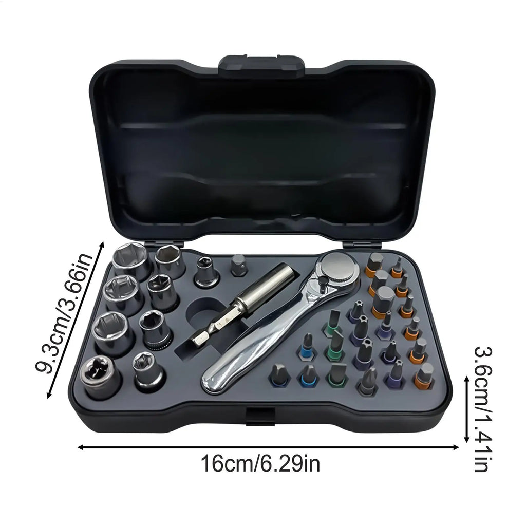 Magnetic Ratchet Screwdriver Set 34-In-1 Portable Multi-Bit Universal Switchable Repair Tool Kit For Electronics DIY Projects Qme