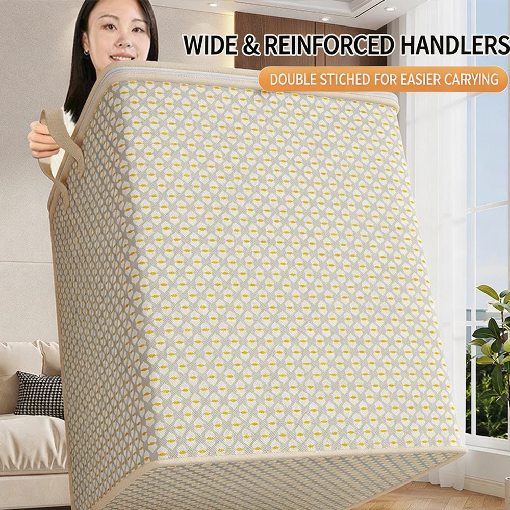 Extra Large Quilt Storage Bag for Home Moving Bedroom Clothes Organizer Packing Sack, Travel Luggage Storage Container Qme