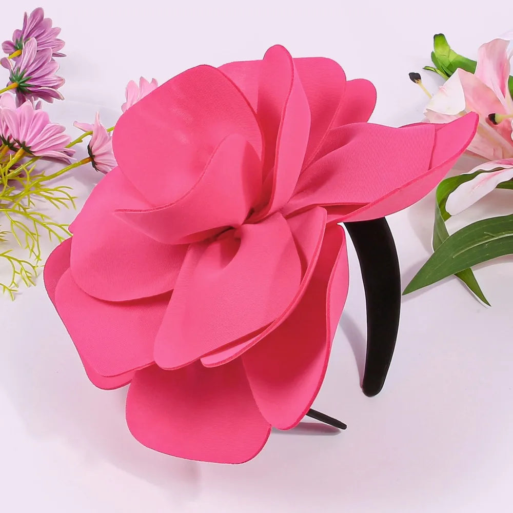 Exquisite Large Rose Flower Headband Sweet Elegant Oversized Qme Style 3