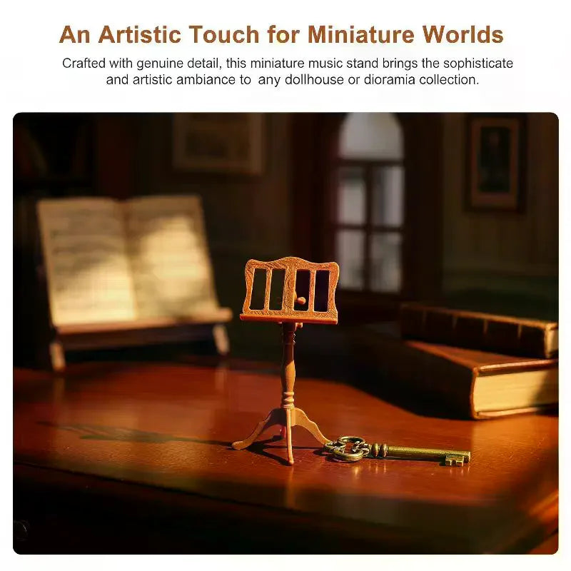 1:12 Miniature Wooden Music Stand Model Carved Detail Stable Base For Dollhouse Sand Table Photo Props Qme