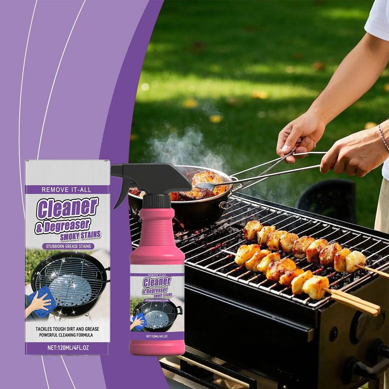 NEW Grill Degreaser Spray 120ml Stove Top Cleaner Degreaser Heavy Duty Oven Cleanser Food Spills Remover For Pot Iron Plate Dish Qme