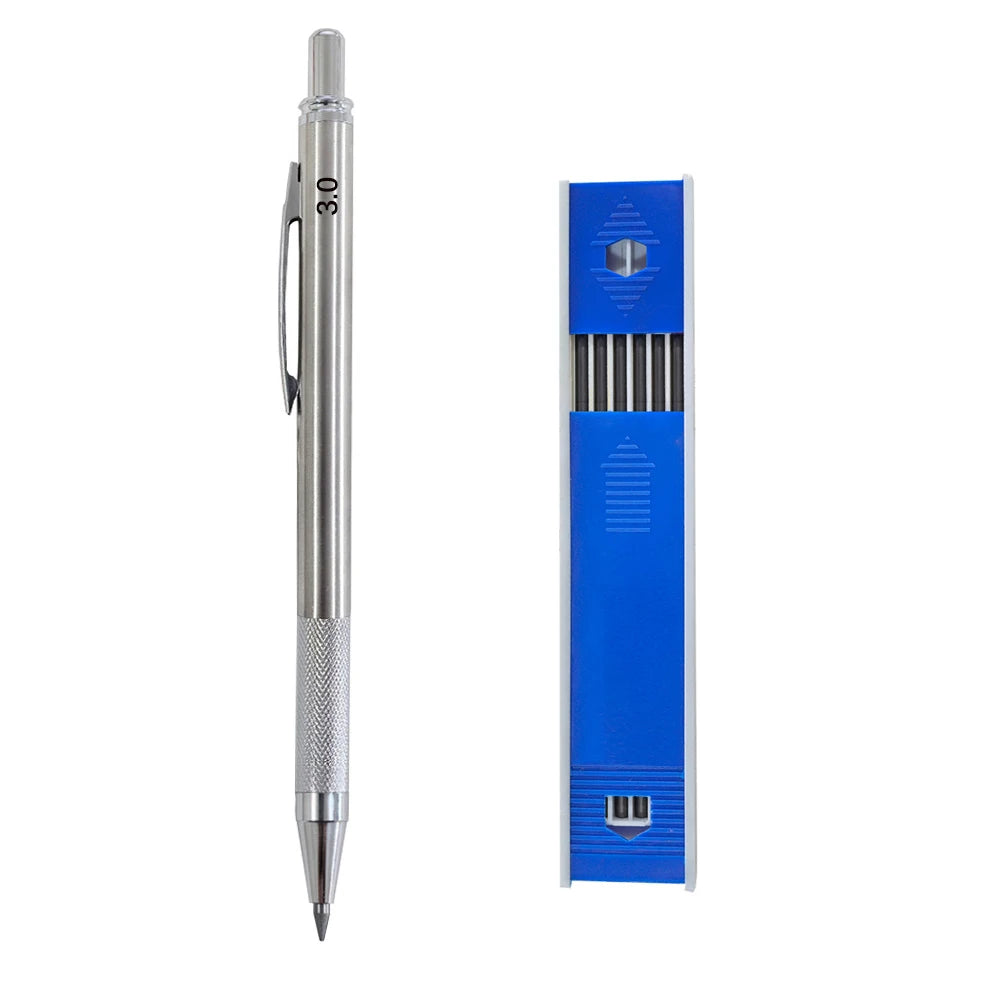 Mechanical Pencil Set 3.0mm Full Metal Art Drawing Painting Automatic Pencil with Leads Office School Supply Qme 1pen black refills