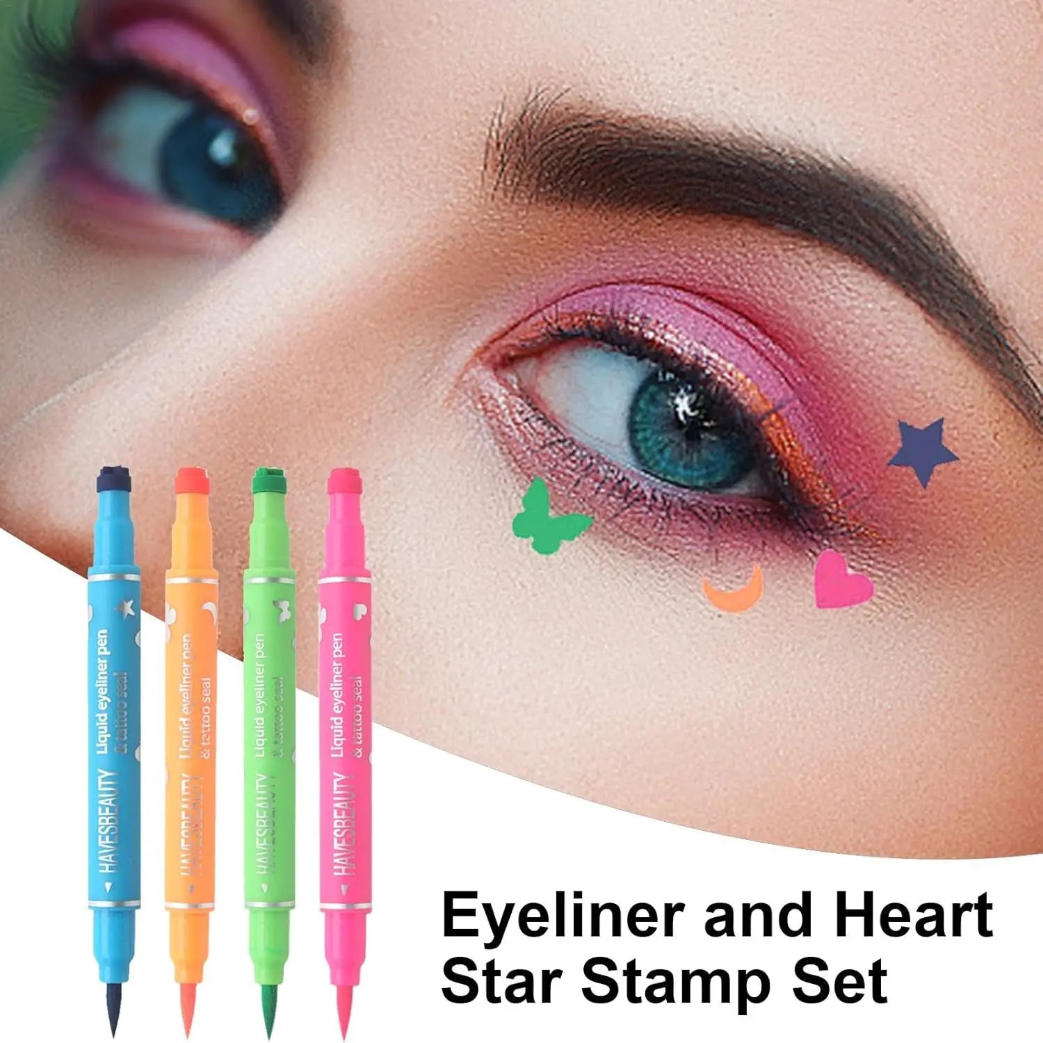 Dual-ended Pattern Stamp Eyeliner Waterproof Non-smudge Embellish End Qme