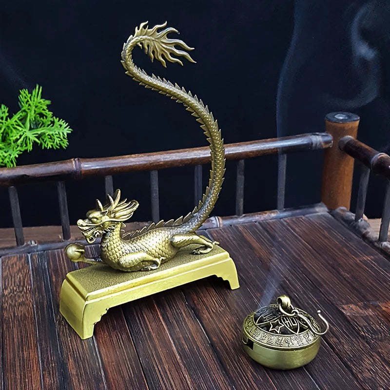 Dragon Incense Holder Lucky Feng Shui Chinese Retro Burner Qme