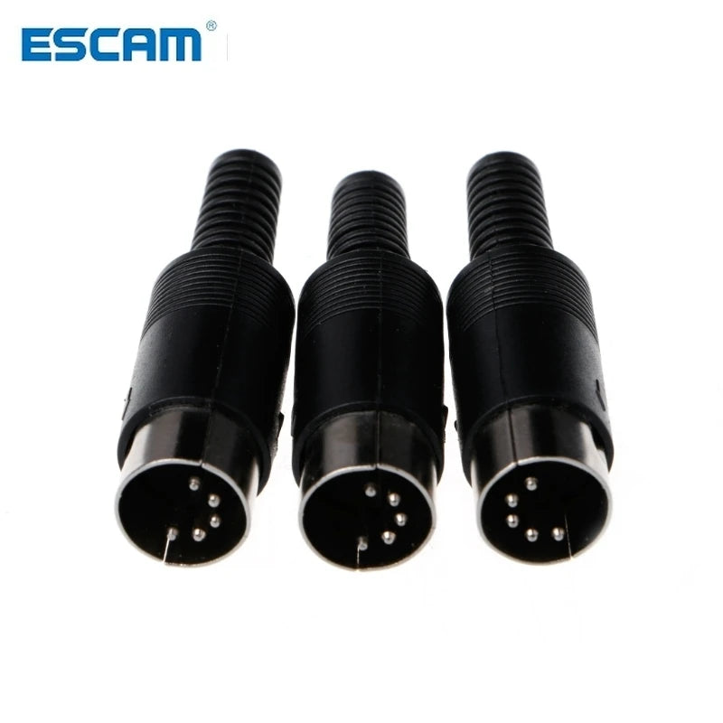 ESCAM 3 Pcs DIN Male Plug Wire Connector with Plastic Handle Cable Connector 5 Pin with Plastic Handle Qme Default Title