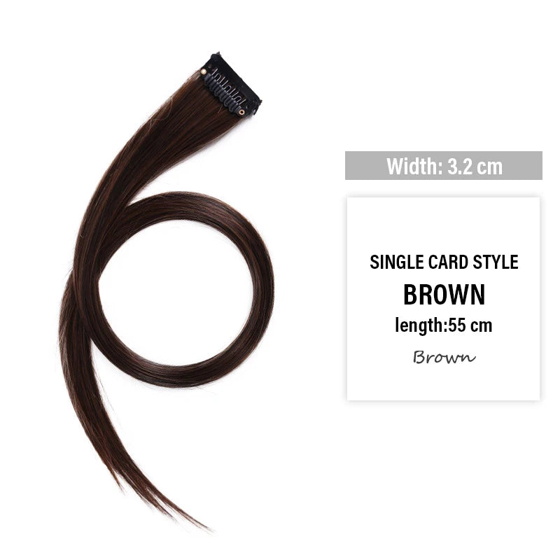 Colored Clip-in Hair Extensions - 55cm High-Temp Matte Fiber, Seamless Realistic Synthetic Fiber Hair Pieces Styling Accessories Qme brown