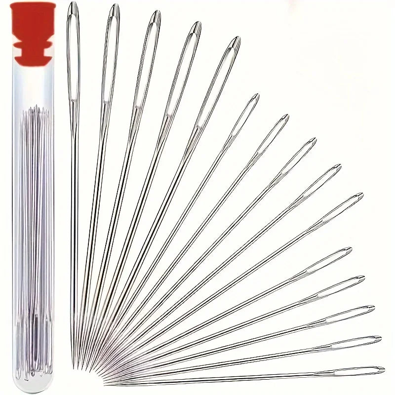 A complete sewing kit, equipped with a storage box, including a handmade DIY sewing needle, thread, as well as a storage box Qme