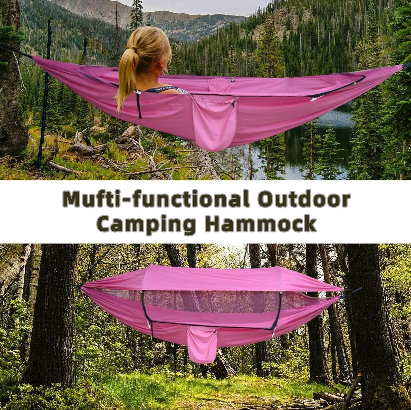 Camping Hammocks Adults Nylon Outdoor Hammock Hiking Foldable Lounger Qme