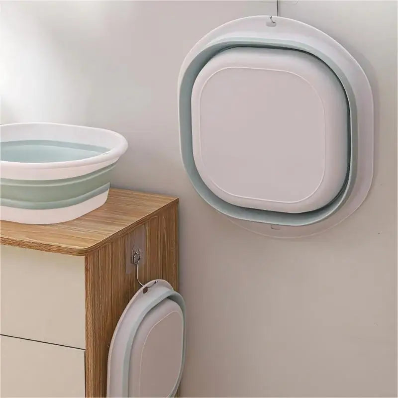 Large Foldable Portable Plastic Compression Washbasin, Suitable For Home, Travel Laundry, Washing Vegetables Qme BLUE L