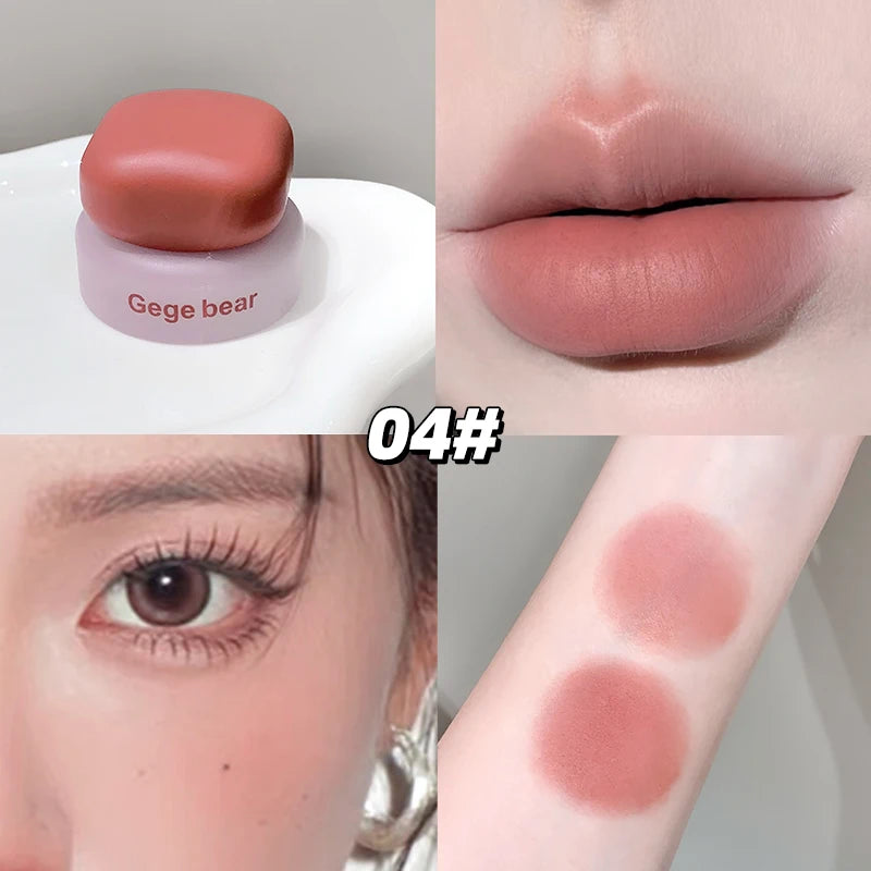 Gege Bear Mousse Lip Cheek Balm Korean Matte Blush Tint Versatile Qme GX1376-4
