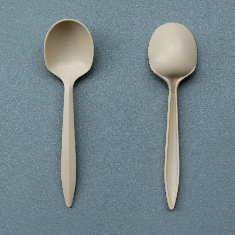 6-inch Corn Starch Spoon Thickened Environmentally Friendly Degradable Disposable Tableware Green Health Hygiene Spoons Durable Qme WHITE 15pc