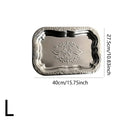 Stainless Steel Rectangular Tray Embossed Design Kitchen Living Room Qme L