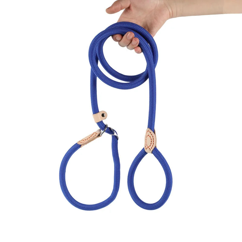 B 1.5M Dog Leash Slip Rope Lead Leash Heavy Duty Braided Rope Adjustable Loop Collar Training Leashes for Medium Large Dogs Qme blue 6mm-150cm