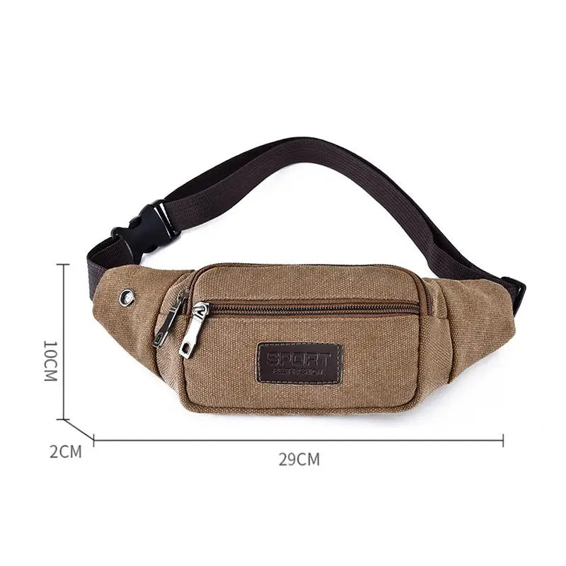 Mobile Phone Bag Men Women Convenient Belt Banana Fanny Casual Canvas Qme