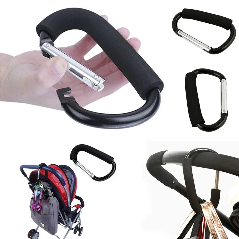1PCS 13.5X7.1cm Baby Cart Hook Aluminum Alloy Outdoor Climbing Buckle Hook Multifunction D-Shaped Cart Buckle Shopping Bag Hooks Qme