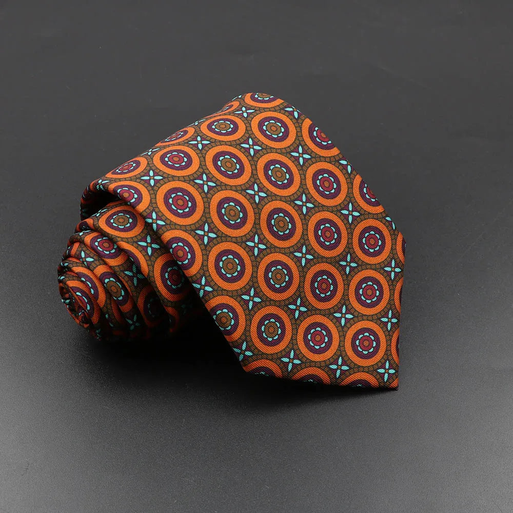 Men's Fashion Silk Tie Soft Novelty Necktie Blue Green Orange Ties