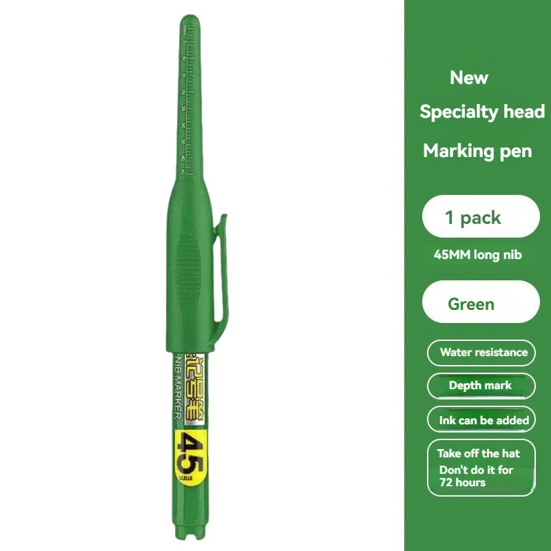 1- Waterproof Deep Hole Marker Pens Long Nib Head Carpenter Pen Black
