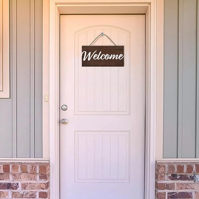 Rustic Simplicity Welcome Wall Hanging Decor Wood Art Plaques Sign Door Sign for Home Living Room Decor Qme
