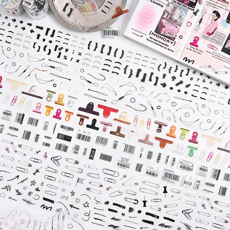 50mm*2m Kawaii Cartoon Journal Gadget Label Material PET Tape Creative DIY Collage Scrapbooking Masking Tapes School Stationery Qme