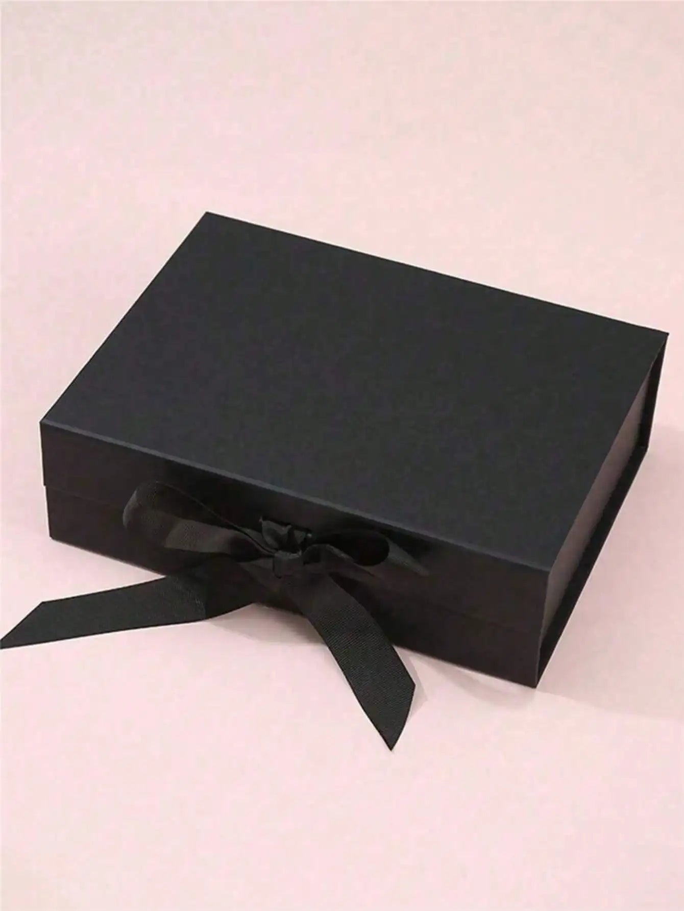 Foldable Magnetic Closure Solid Ribbon Box Wedding Party Suitable Qme black M Other