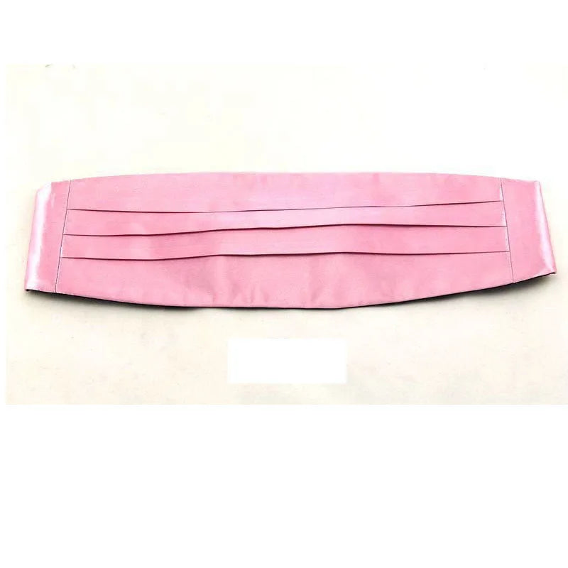 Silk Men's Classic Cummerbund Black Twill Satin Buckle Elastic Qme Pink L