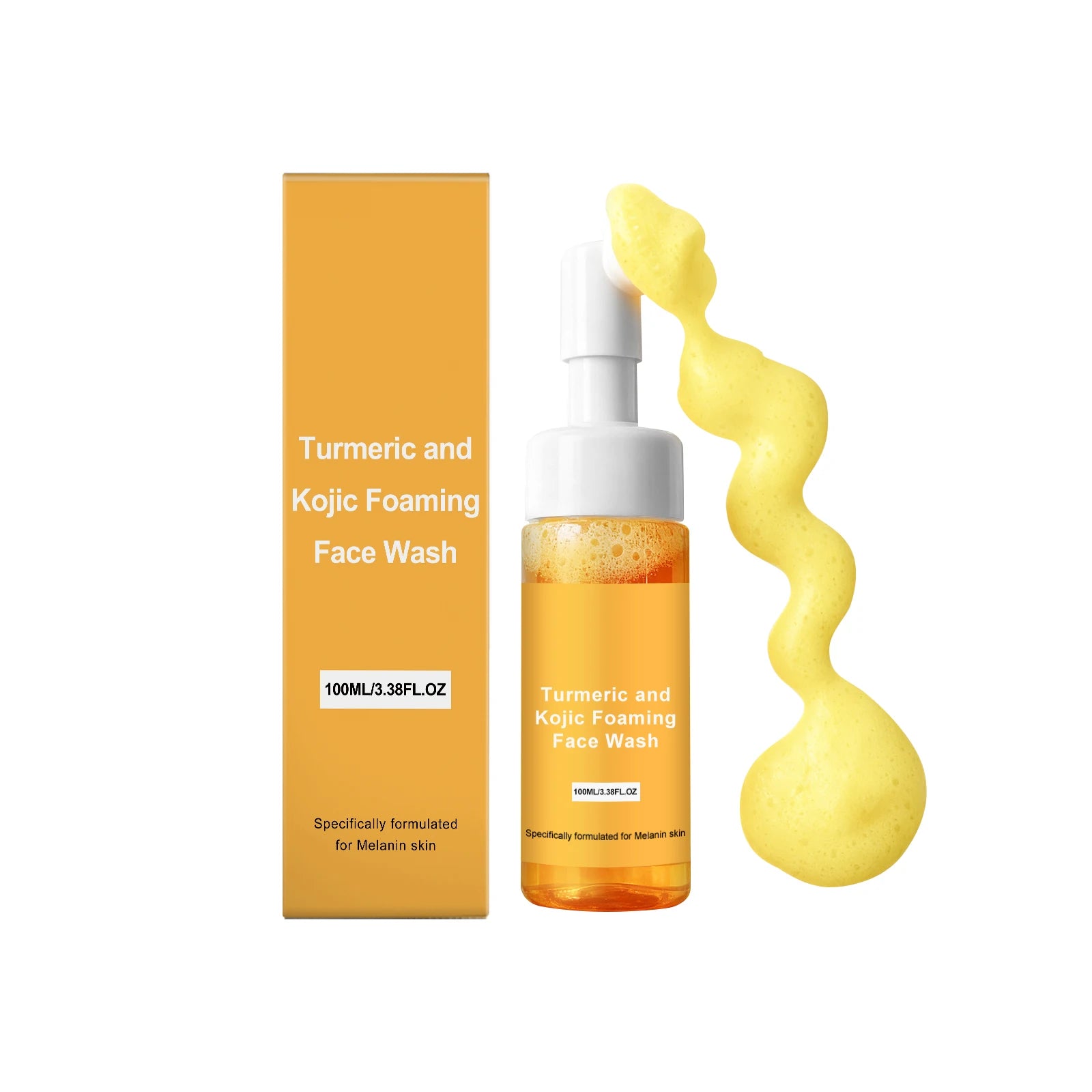Turmeric & Kojic Acid Foaming Face Wash Brightening Oil Control Gentle Cleaning Face Daily Cleanser for Pore Care All Skin Types Qme 100ml Boxed