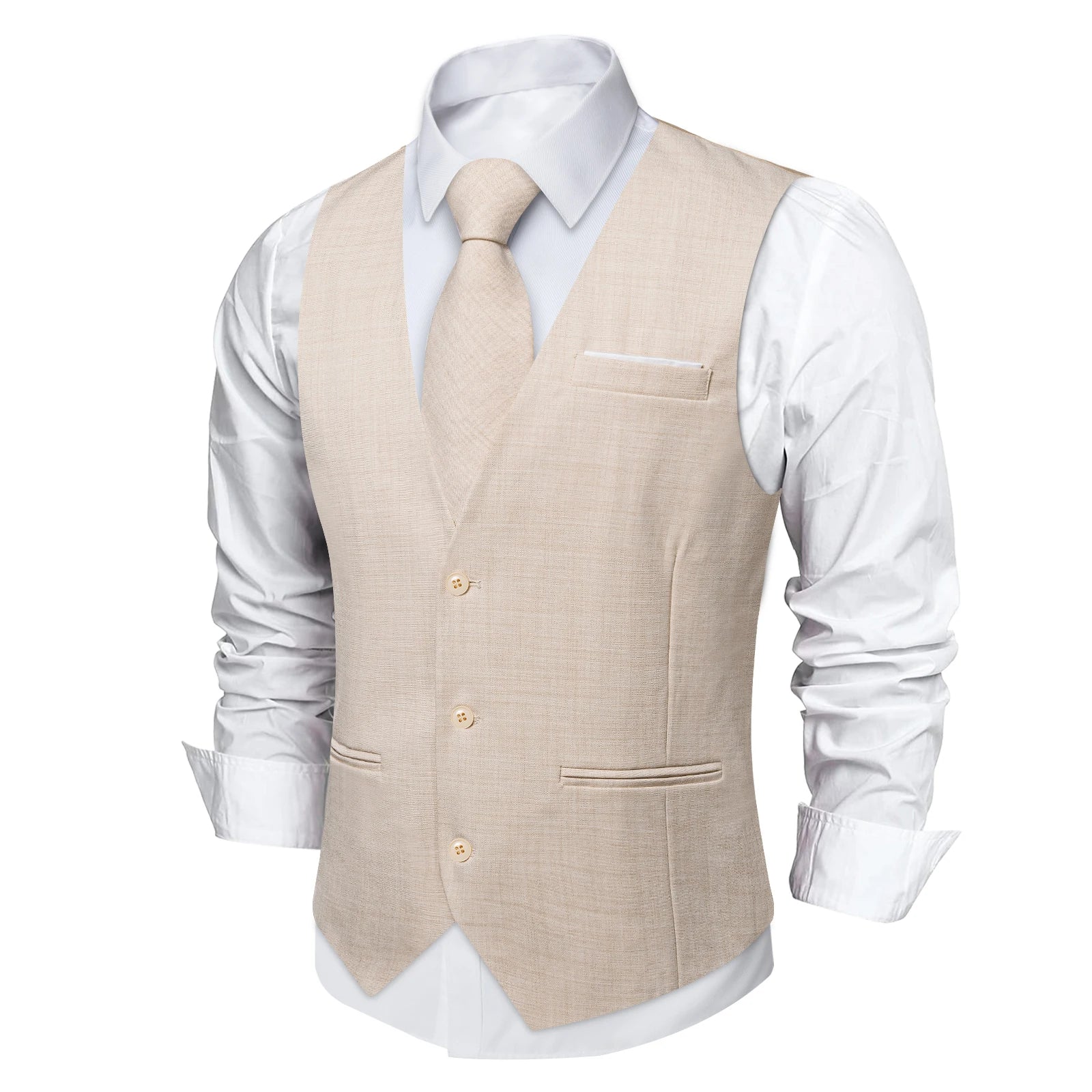 Men's Solid Formal Suit Vest – V-Neck Adjustable Back Belt Button Closure, for Weddings, Business and Casual Occasions Qme