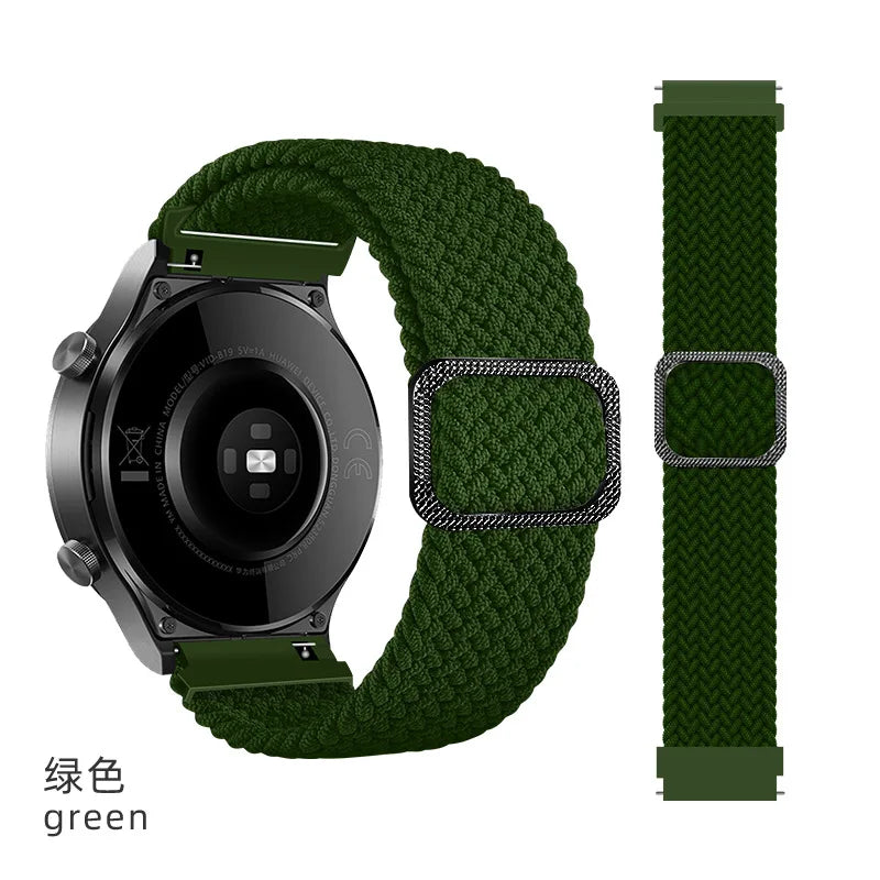 A Applicable Samsung watch567 strap Redmi watch 5 adjustable braided strap Huawei gt6/4/5 strap Qme green 20mm