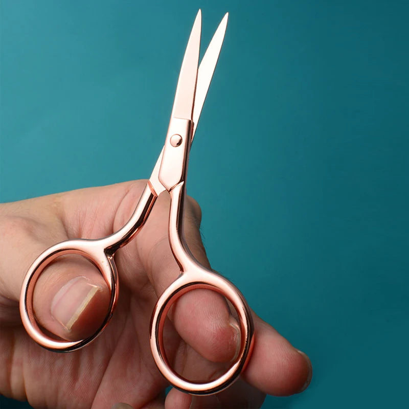 Z'LRAQI BEAUTY Rose Gold Eyebrow Scissors Eyelash Stainless Steel Qme