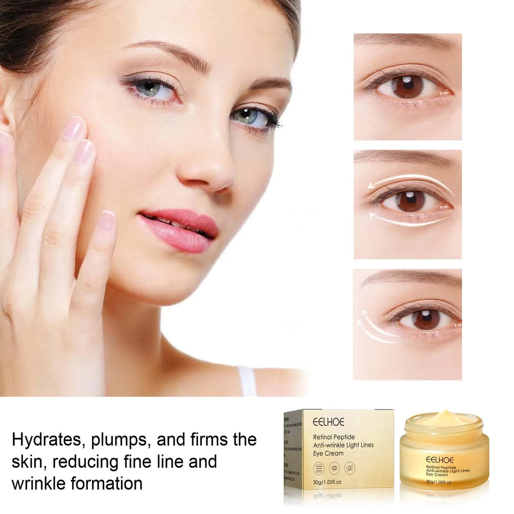 Retinol Peptide Eye Cream Reduce Dark Circles Eye Bag Remover Improve Puffiness Fade Eyes Fine Lines Brighten Eye Cream Qme