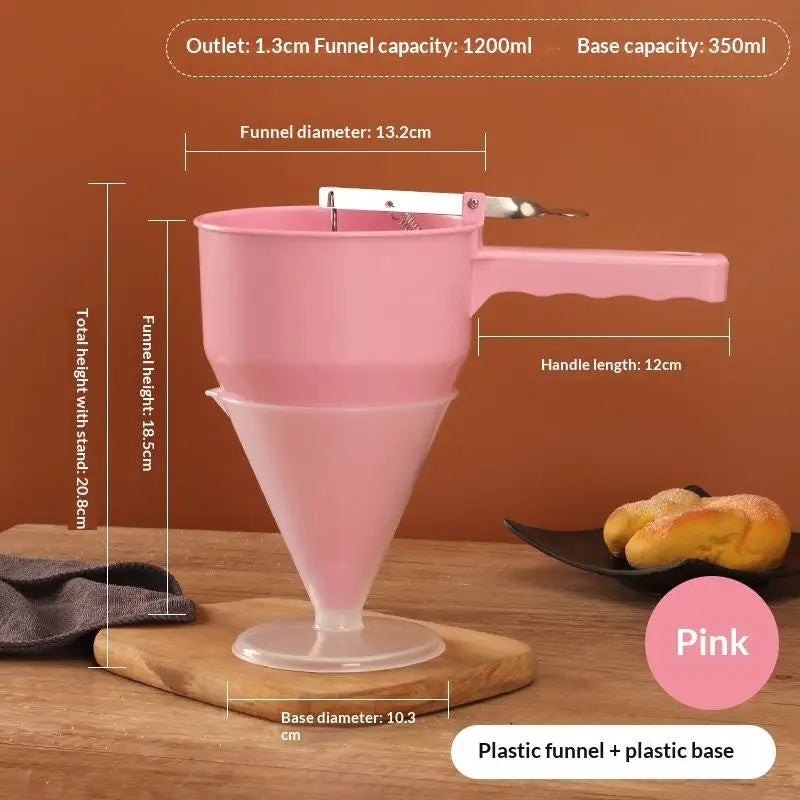 Stainless Steel Funnel Dispenser Rack Cupcake Pancake Batter Maker Qme Pink