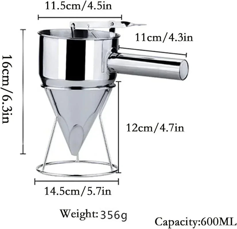 1pcs Stainless Steel Funnel Dispenser with Rack Cupcake Pancake Batter Maker Octopus Fish Ball Home Kitchen Baking Tools Baking Qme
