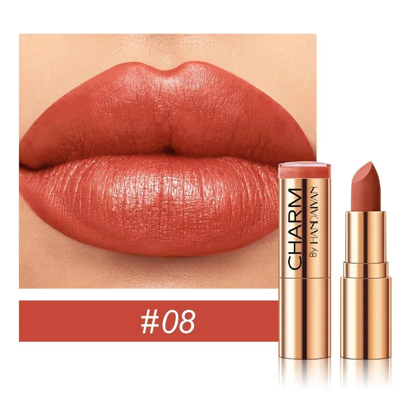 Long Lasting Hydrating Lipstick - All Day Moisturizing Waterproof Lip Color, Rich Pigment for Daily Natural Makeup Cosmetics Qme 08