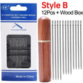 Stainless Steel Self Threading Sewing Needles 12/30 Pcs Elderly Friendly Blind Needles for DIY Stitching Craft Making Qme B-(12pcs)