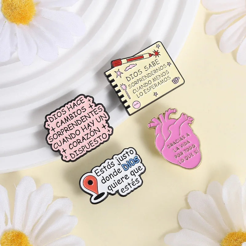 Cute Pink Heart Cartoon Enamel Pins Landmark Letter Design Brooch Backpack Lapel Pins Metal Badge Gift for Girls and Friends Qme