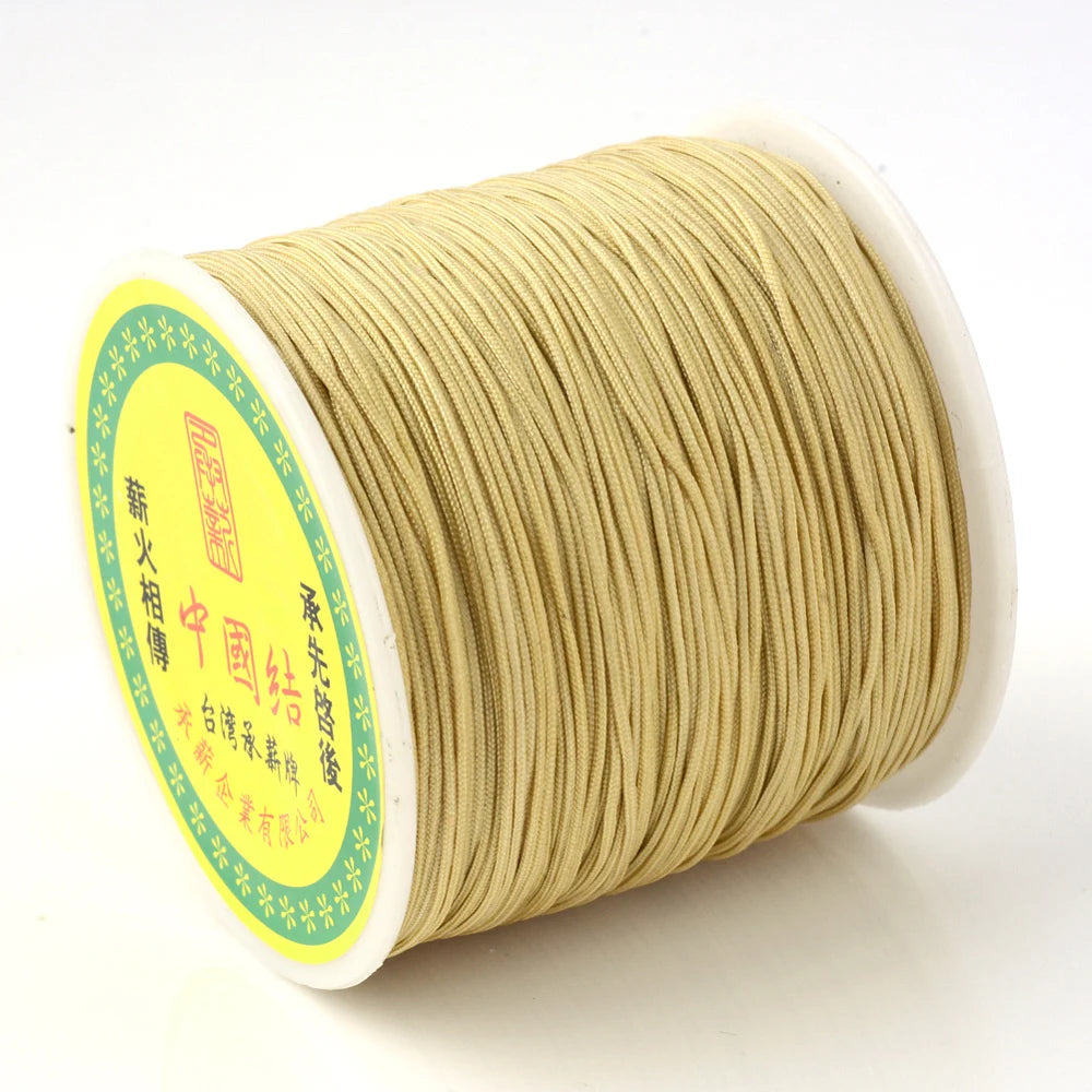 PandaHall about 150yards/rollBraided Nylon Thread Chinese Knotting Cord Beading Cord for Beading Jewelry Making Colorful 0.5mm Qme Dark Khaki 0.8mm