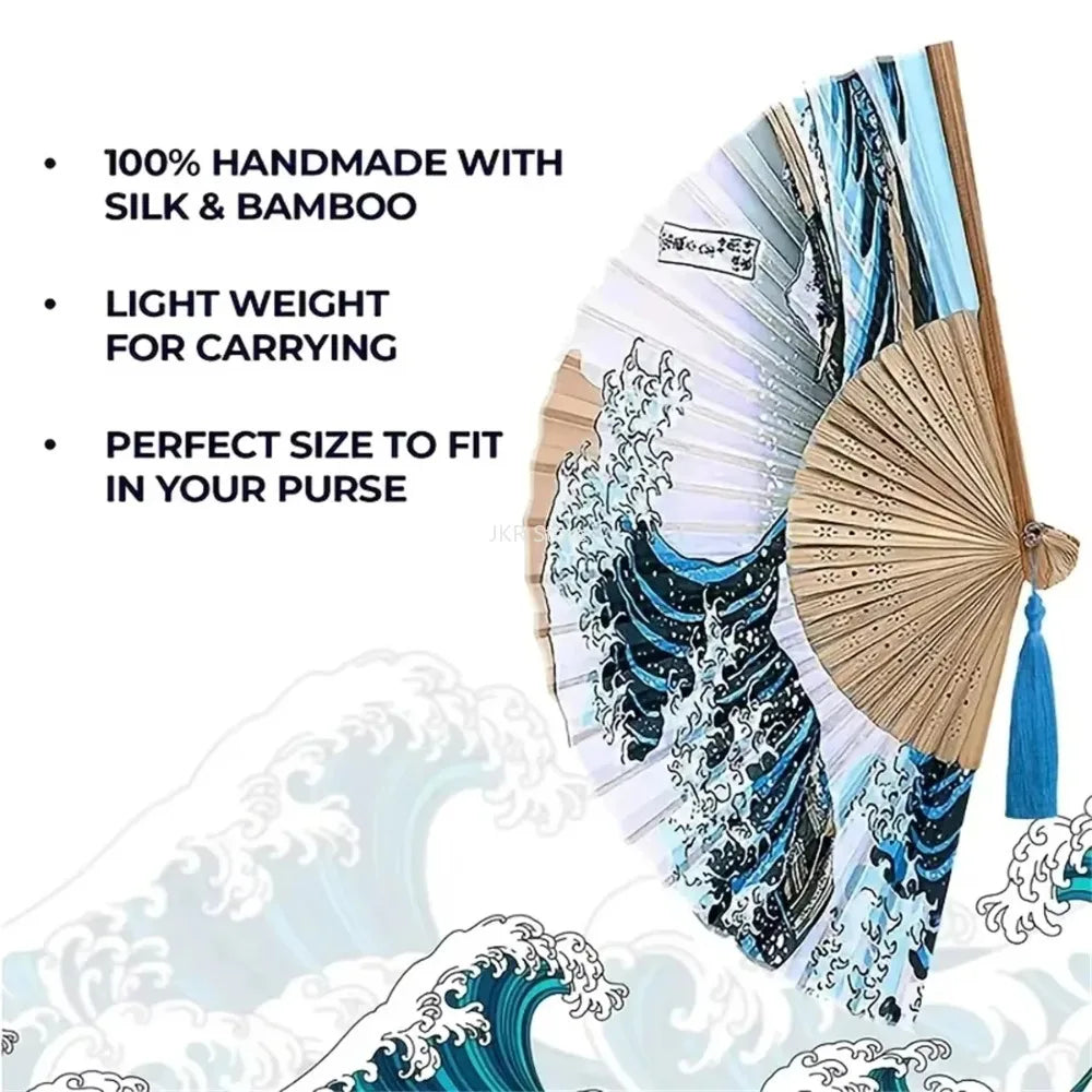 Handheld Folding Ancient Style Fan With Tassel Portable Decorative Photo Prop For Cosplay Party Indoor Atmosphere Decoration Qme