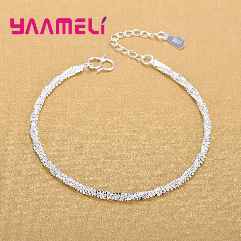 Trendy Women Foot Chains Adjustable Mujer Charm 925 Sterling Silver Color Anklets Bohemia Jewelry Summer Holiday Design Qme