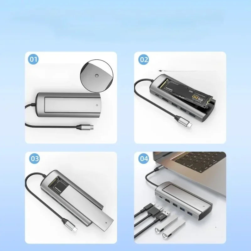 USB Hub With Disk Storage M.2 SSD USB Type-c to HDMI-Compatible Adapter Laptop Dock Station For Macbook Pro Air M1 M2 Qme