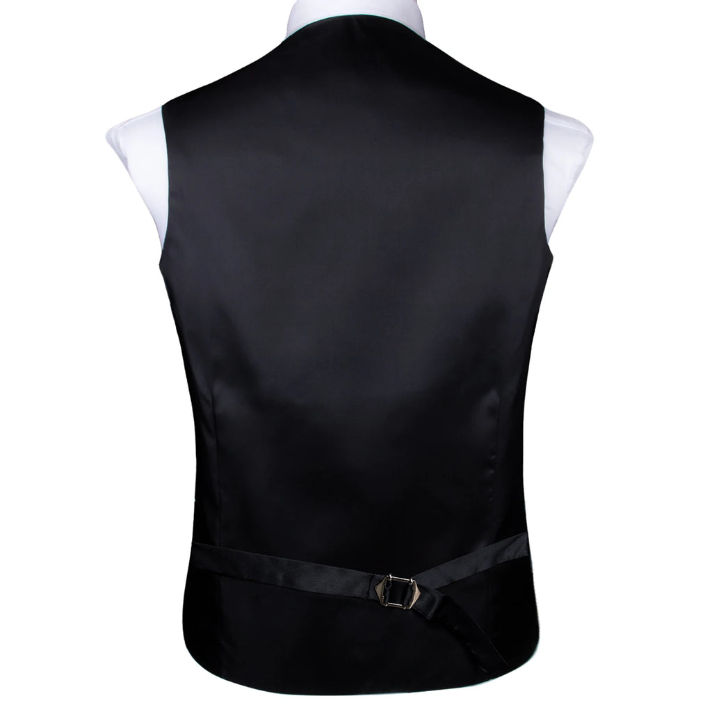 Mens Suit Vest Tie Hanky Cufflinks Jacquard Floral Paisley Waistcoat Qme