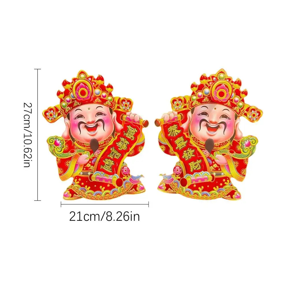 Happy New Year Stickers Blessing Decals Blessing Door Sticker for Family Home Spring Festival Lunar New Year Window Decor Qme God of Wealth