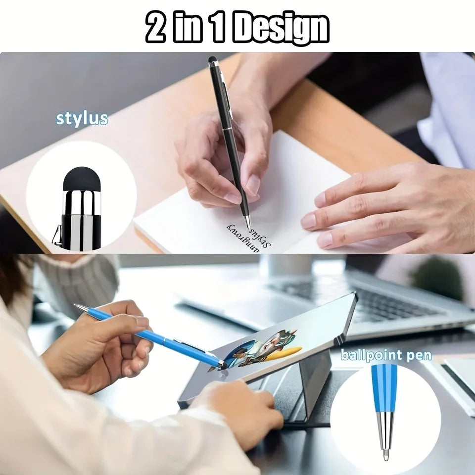 Touchscreen Stylus Compatible with Mobile Phones, Tablets, Kindle, and Black Ink Ballpoint Pen -2-in-1 Stylist Pen Suitable Qme
