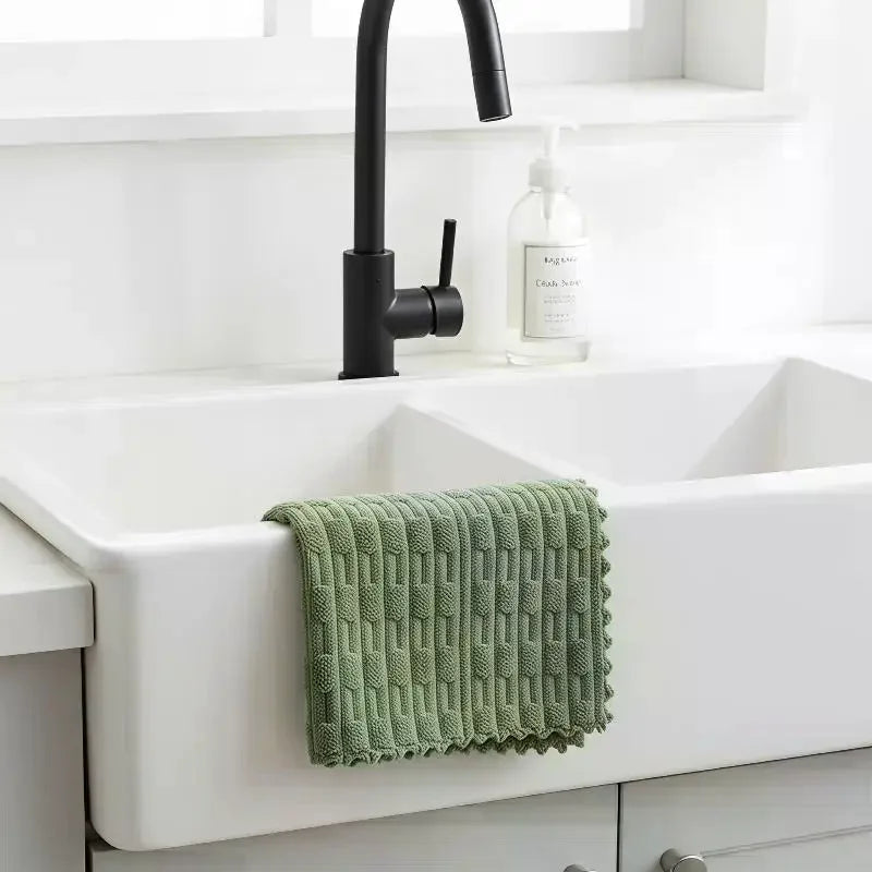 10pcs Microfiber Dish Cloths Multi Purpose Dishwashing Towels For Tableware Double Sided Cleaning Rags Tool Kitchen Accessories Qme