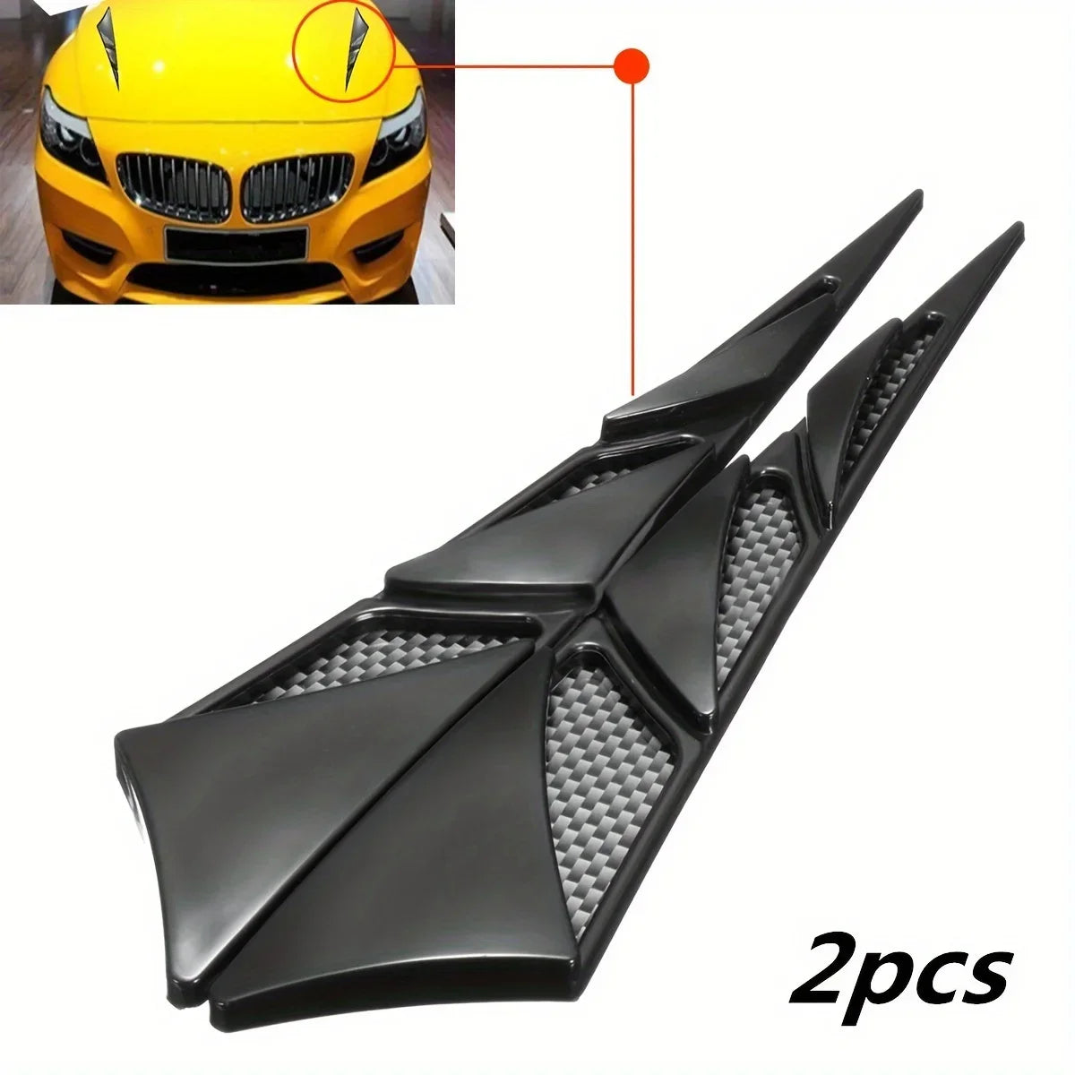 2pcs Fashion Universal Car Hood Vent Air Side Flow Intake Cover - Auto Exterior Hood Side Door Decorative Cover Trim Qme