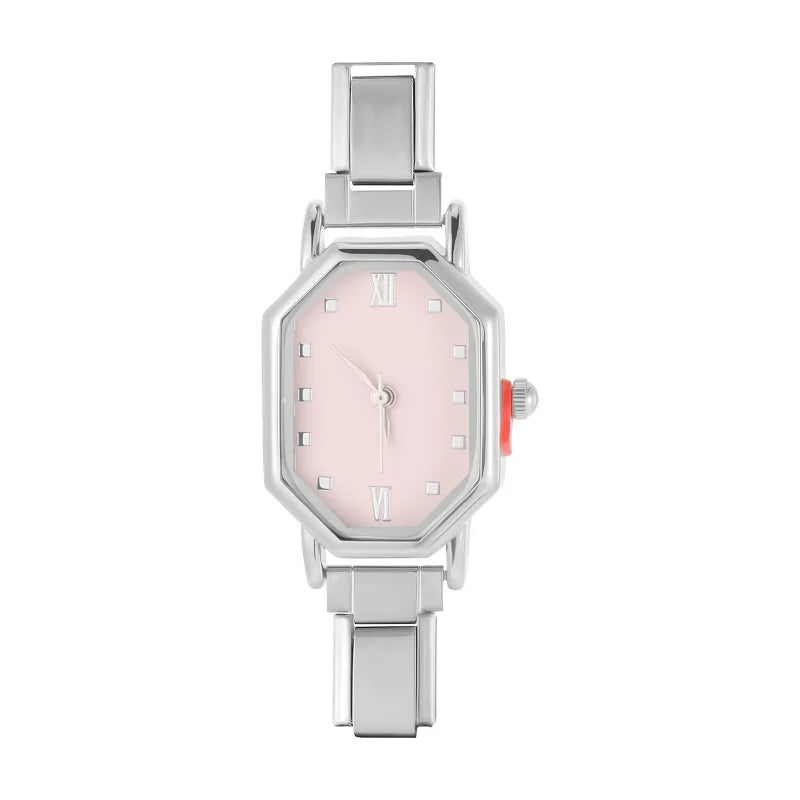 Fashion Watch Women's DIY 9MM Width Italian Elastic Charm Stainless Candy Zircon Watch Head Link Bracelet Jewelry Birthday Gifts Qme Style 29