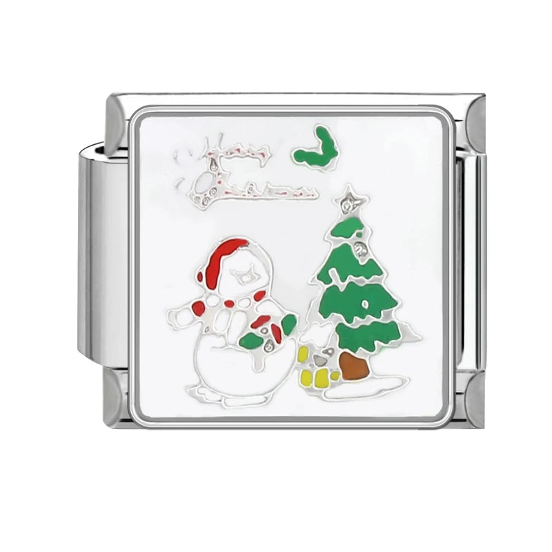 Fashion 2025 Colorful Christmas Socks Snowman Deer Italian Charms Fit 9mm Stainless Steel Women Fashion Bracelet DIYJewelry Gift Qme Style 22