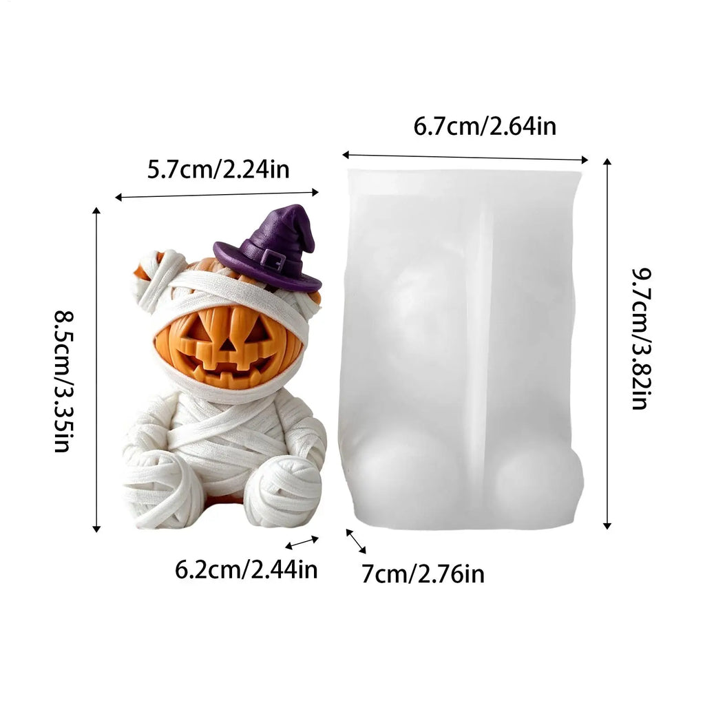 Halloween Candle Molds Cute Pumpkin Bear Reusable DIY Easy Release Qme