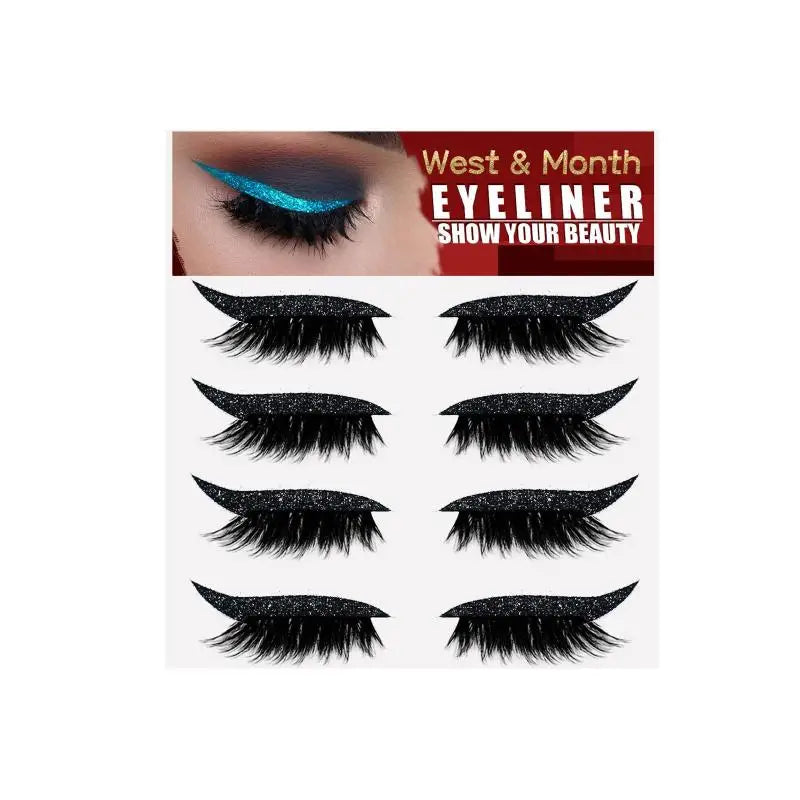 False Eyelash Eyeliner Stickers 4 Pair Waterproof Liner Patches Fast Qme