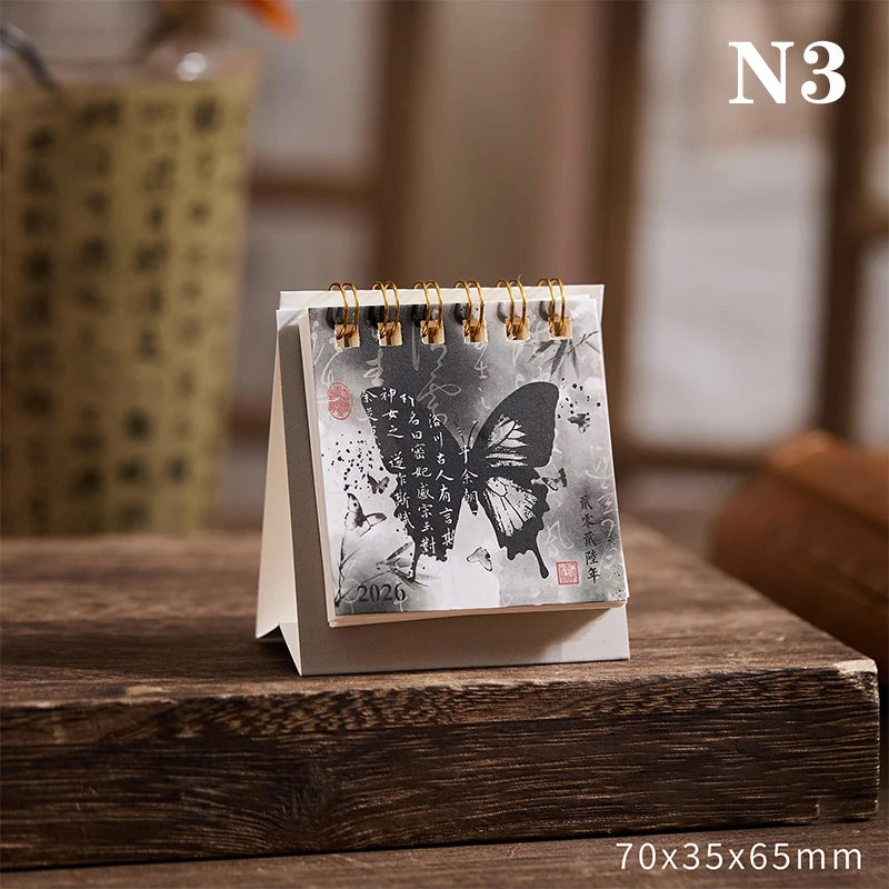 2026 Mini Simple Calendar Small Desk Creative Coil Planner Desktop Qme 3